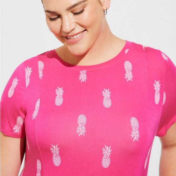 ❤NWT VINTAGE TORRID POCKETS SUPER SOFT, FIT N FLARE, PINEAPPLE TROPICAL DRESS - Picture 7 of 10